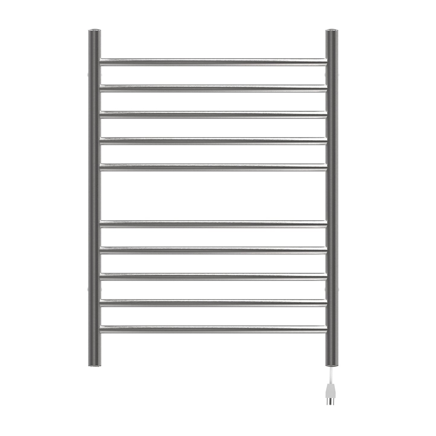 Amba Radiant Curved 10-Bar Brushed Stainless Steel Hardwired and Plug-in Combo Towel Warmer With Integrated On/Off Switch