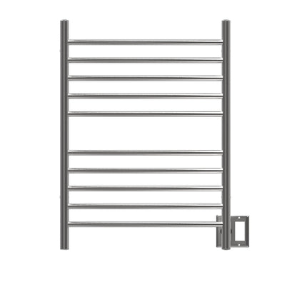 Amba Radiant Curved 10-Bar Brushed Stainless Steel Hardwired and Plug-in Combo Towel Warmer With Integrated On/Off Switch