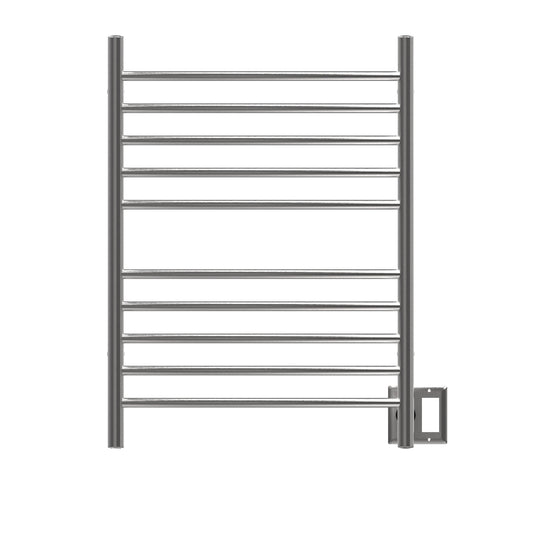 Amba Radiant Curved 10-Bar Brushed Stainless Steel Hardwired and Plug-in Combo Towel Warmer With Integrated On/Off Switch