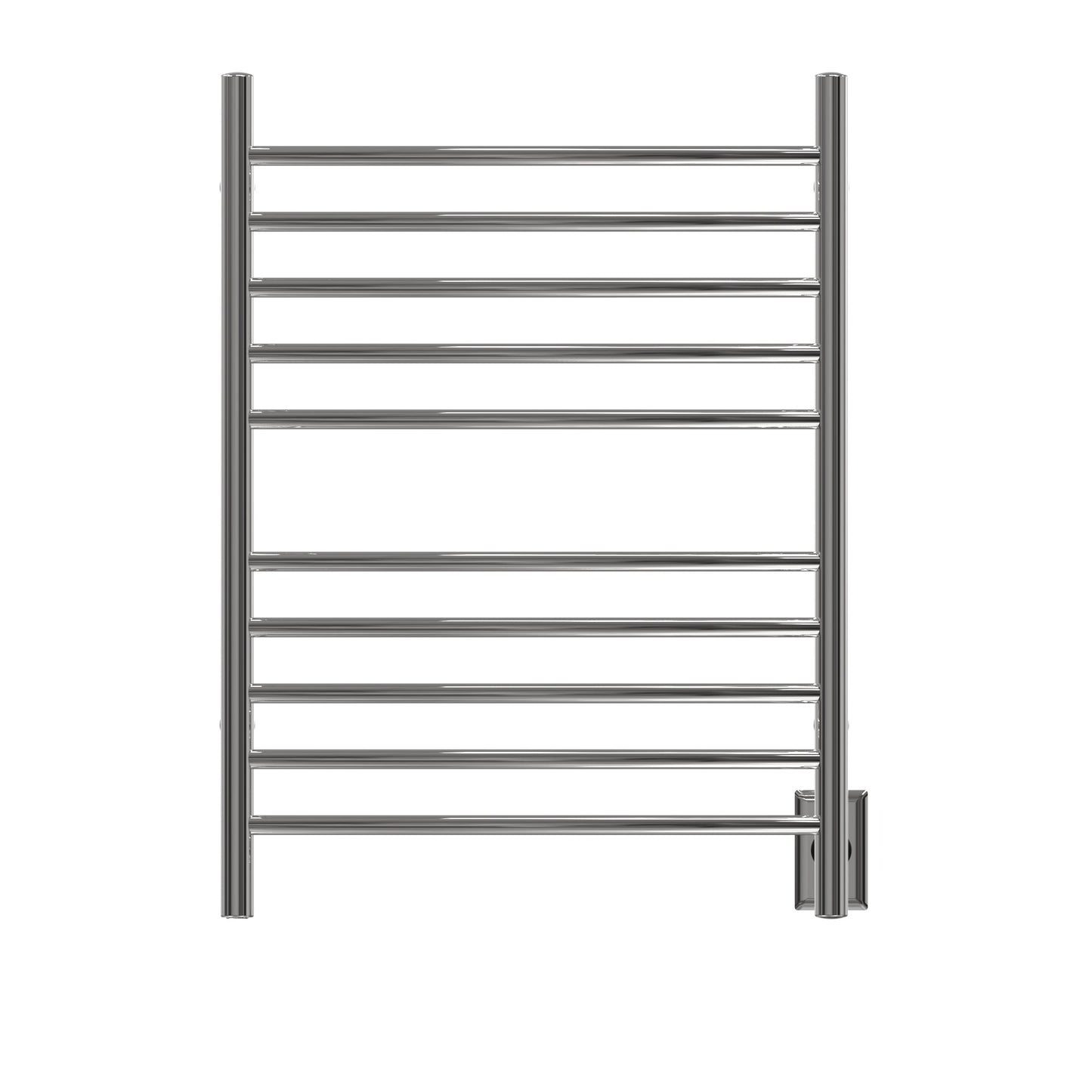 Amba Radiant Curved 10-Bar Polished Stainless Steel Hardwired and Plug-in Combo Towel Warmer With Integrated On/Off Switch