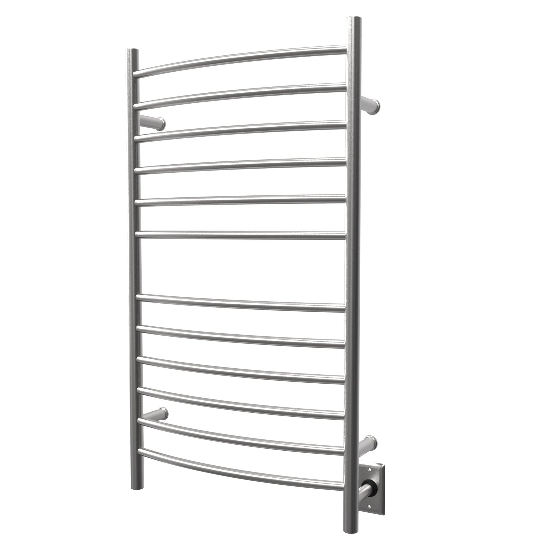 Amba Radiant Large Curved 12-Bar Brushed Stainless Steel Hardwired and Plug-in Combo Towel Warmer