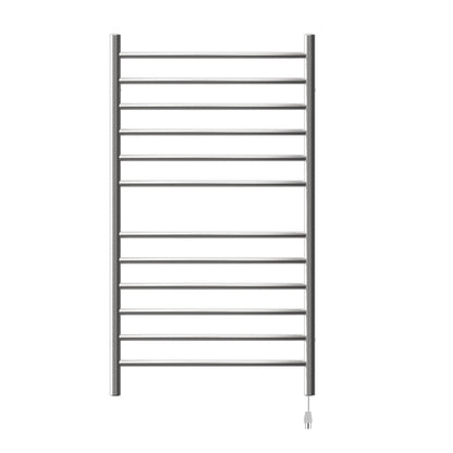 Amba Radiant Large Curved 12-Bar Brushed Stainless Steel Hardwired and Plug-in Combo Towel Warmer