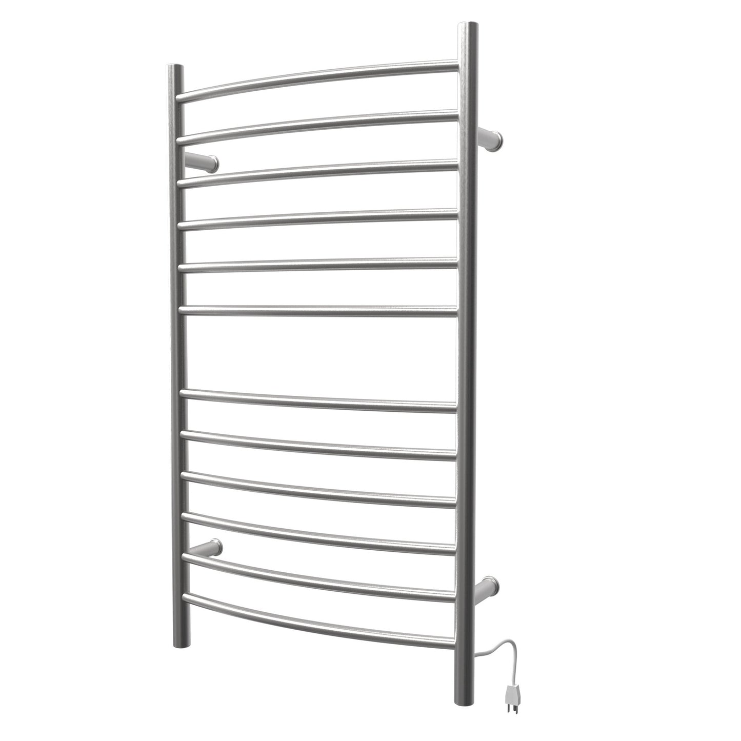 Amba Radiant Large Curved 12-Bar Brushed Stainless Steel Hardwired and Plug-in Combo Towel Warmer