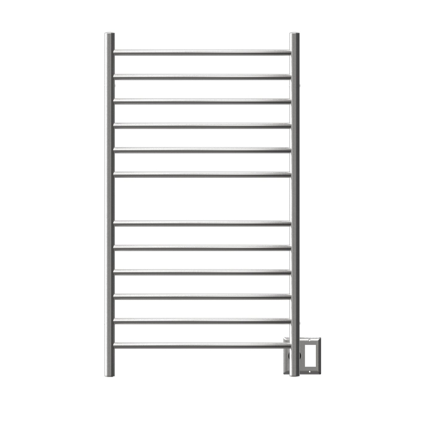 Amba Radiant Large Curved 12-Bar Brushed Stainless Steel Hardwired and Plug-in Combo Towel Warmer