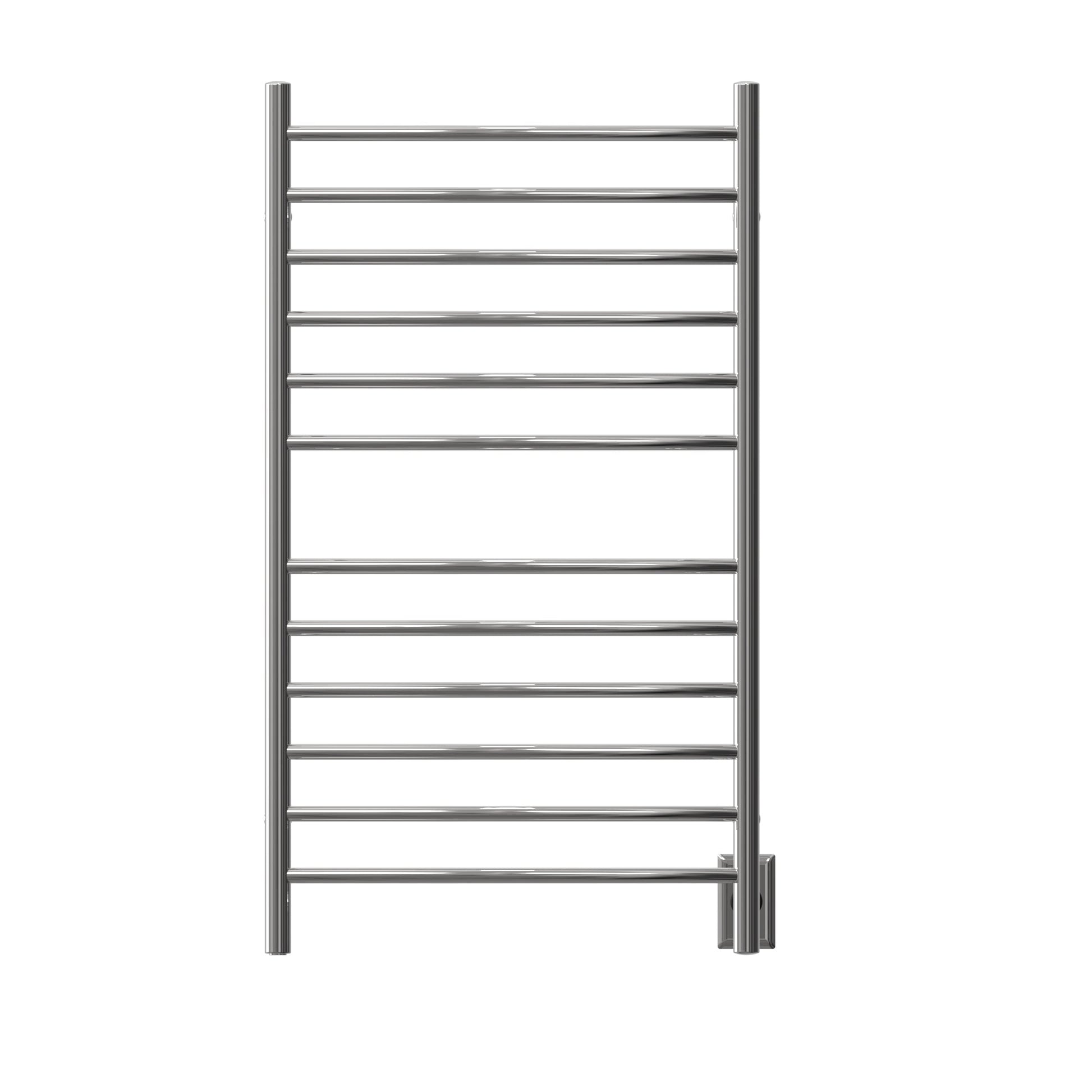 Amba Radiant Large Curved 12-Bar Polished Stainless Steel Hardwired and Plug-in Combo Towel Warmer