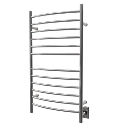 Amba Radiant Large Curved 12-Bar Polished Stainless Steel Hardwired and Plug-in Combo Towel Warmer