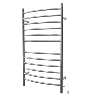 Amba Radiant Large Curved 12-Bar Polished Stainless Steel Hardwired and Plug-in Combo Towel Warmer