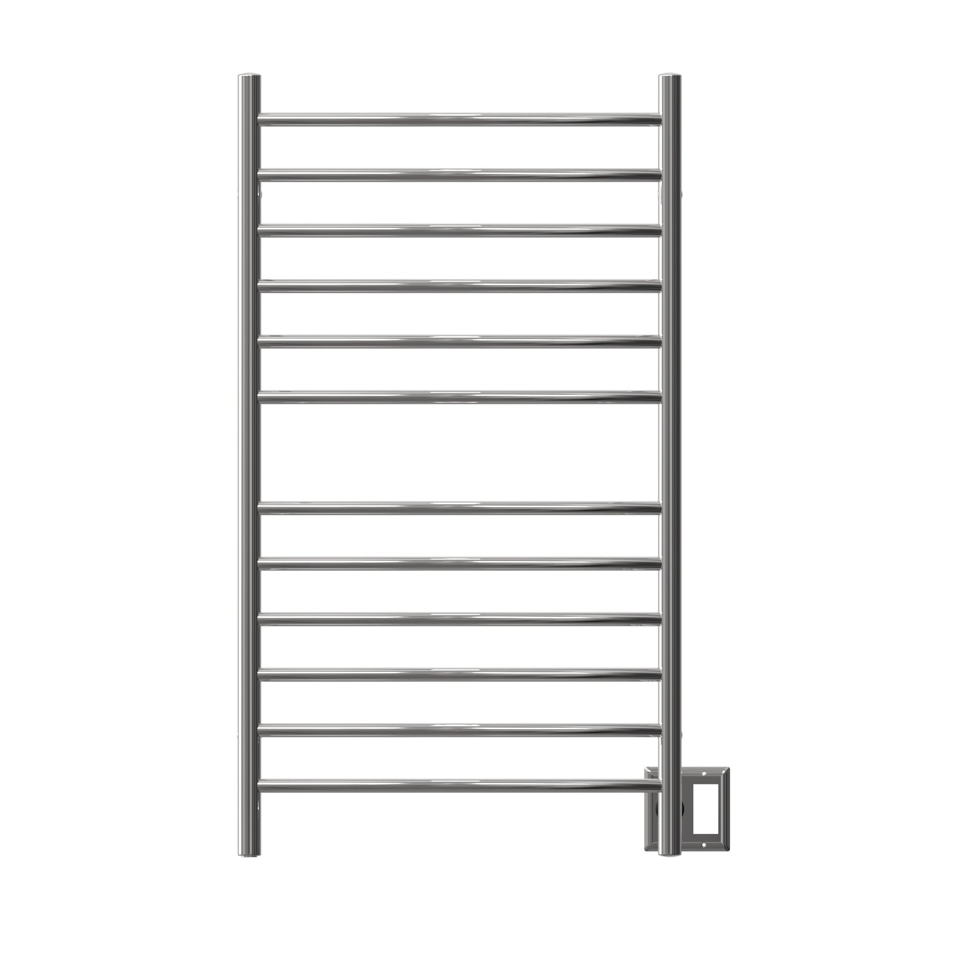 Amba Radiant Large Curved 12-Bar Polished Stainless Steel Hardwired and Plug-in Combo Towel Warmer