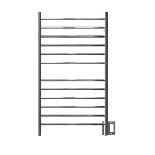 Amba Radiant Large Curved 12-Bar Polished Stainless Steel Hardwired and Plug-in Combo Towel Warmer