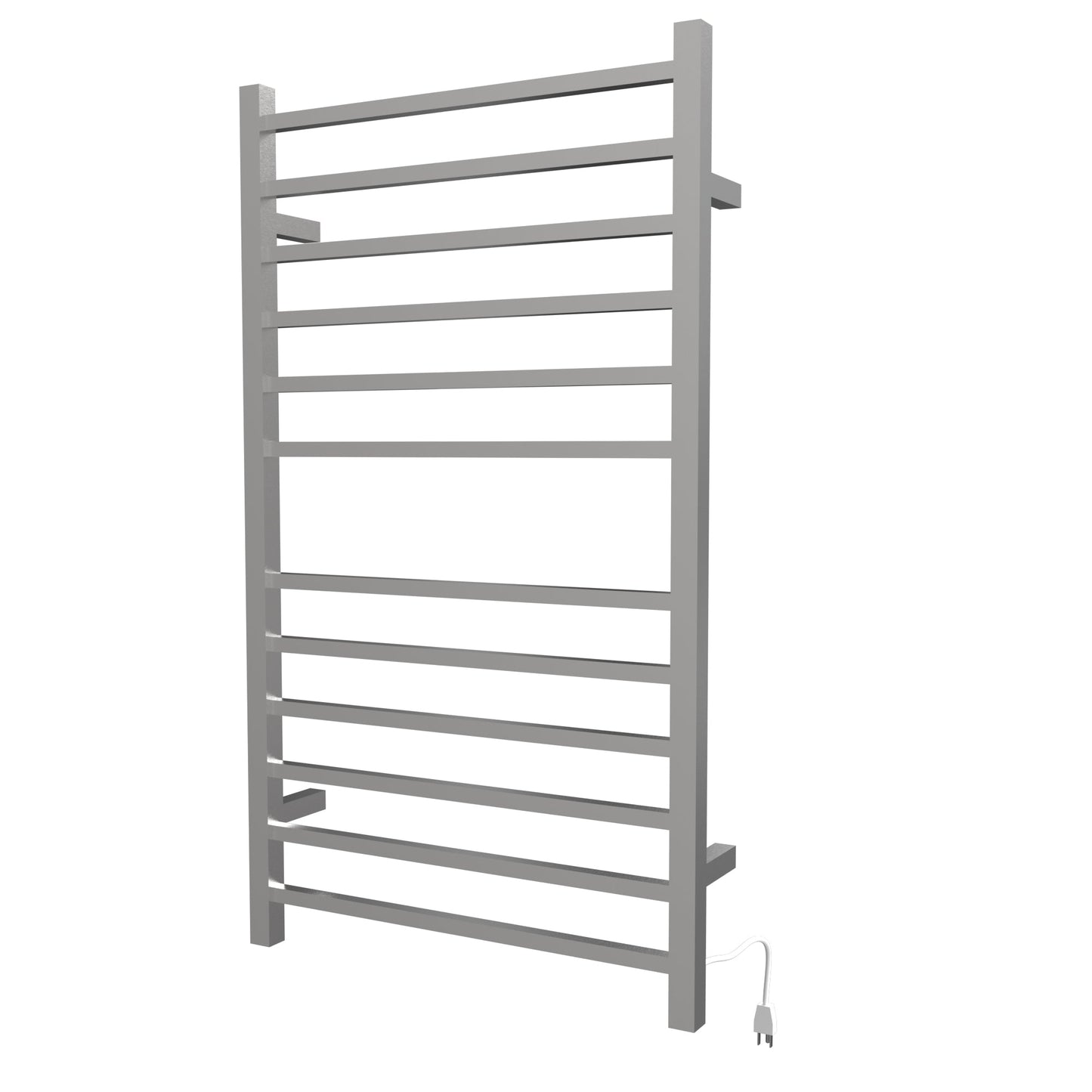 Amba Radiant Large Square 12-Bar Brushed Stainless Steel Hardwired and Plug-in Combo Towel Warmer