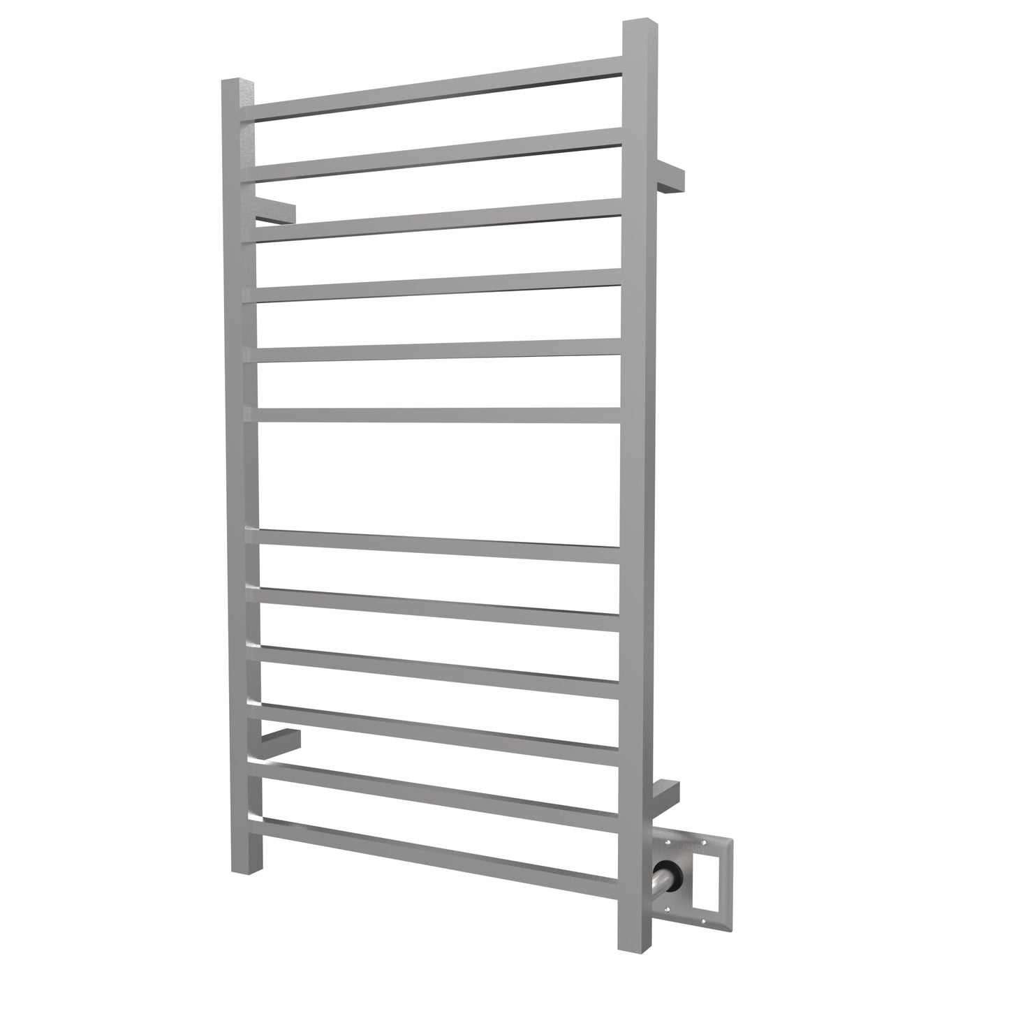 Amba Radiant Large Square 12-Bar Brushed Stainless Steel Hardwired and Plug-in Combo Towel Warmer