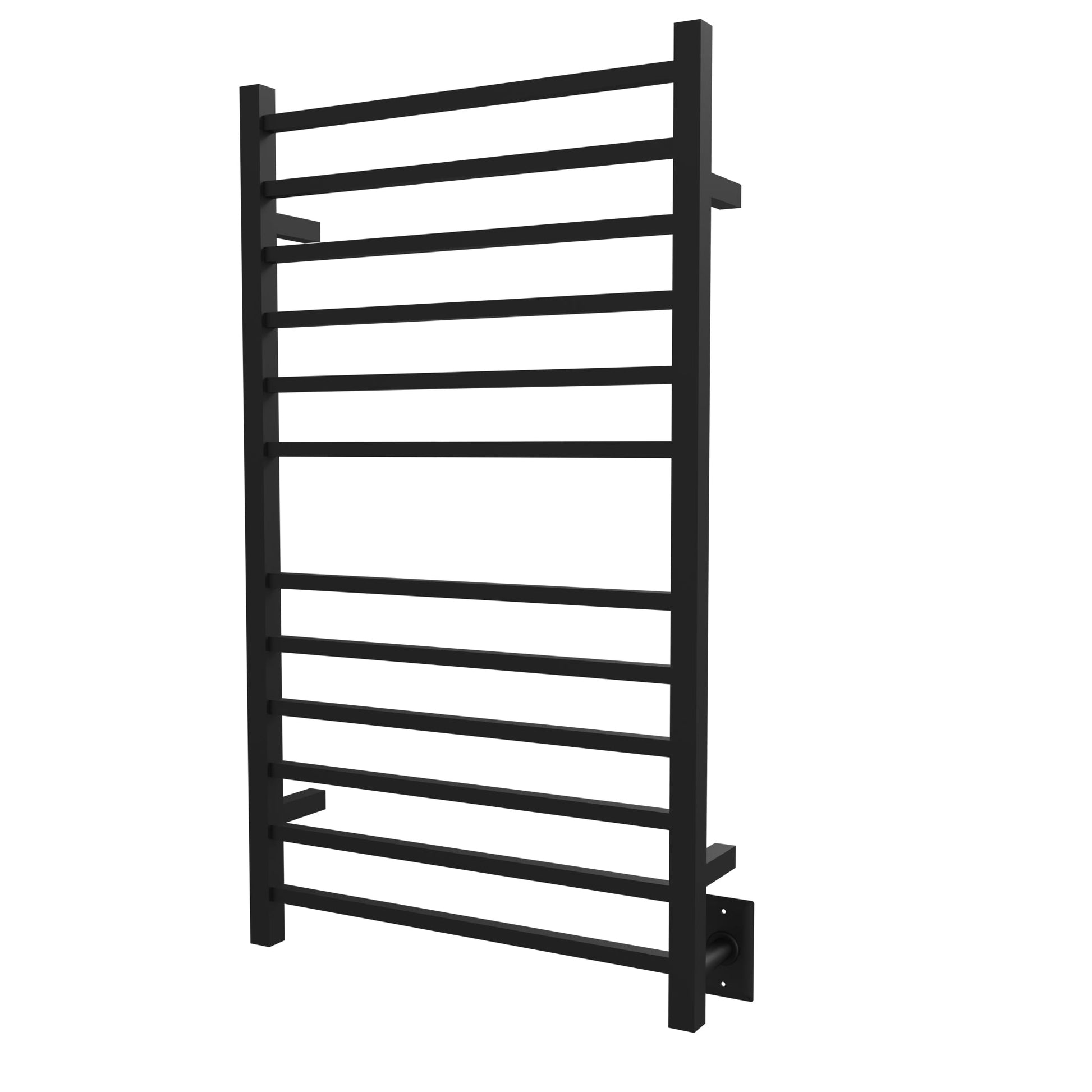 Amba Radiant Large Square 12-Bar Matte Black Hardwired and Plug-in Combo Towel Warmer