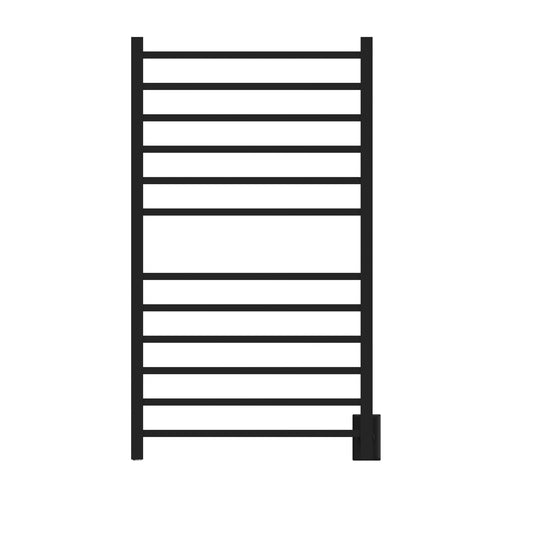 Amba Radiant Large Square 12-Bar Matte Black Hardwired and Plug-in Combo Towel Warmer