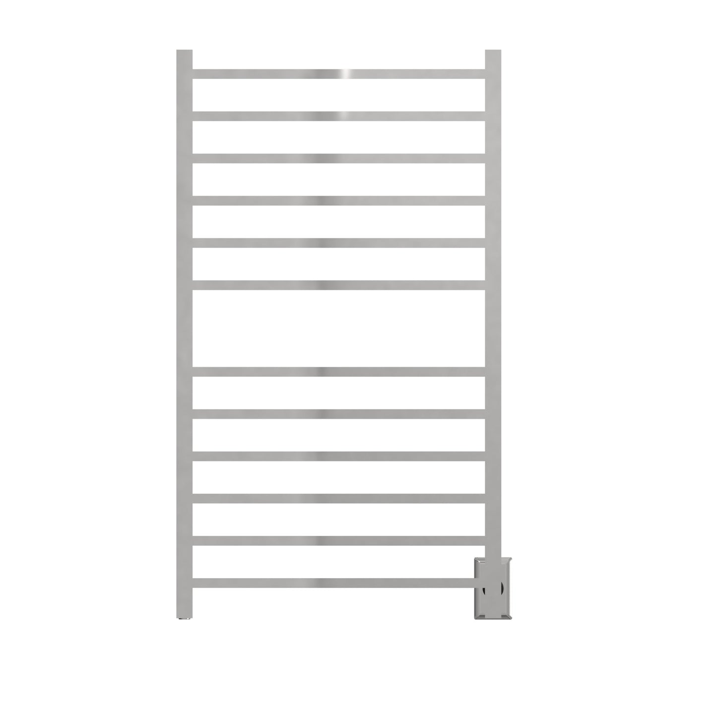 Amba Radiant Large Square 12-Bar Polished Stainless Steel Hardwired and Plug-in Combo Towel Warmer