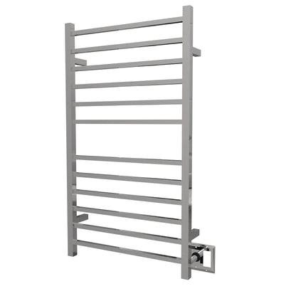 Amba Radiant Large Square 12-Bar Polished Stainless Steel Hardwired and Plug-in Combo Towel Warmer