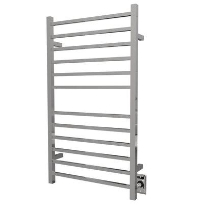 Amba Radiant Large Square 12-Bar Polished Stainless Steel Hardwired and Plug-in Combo Towel Warmer