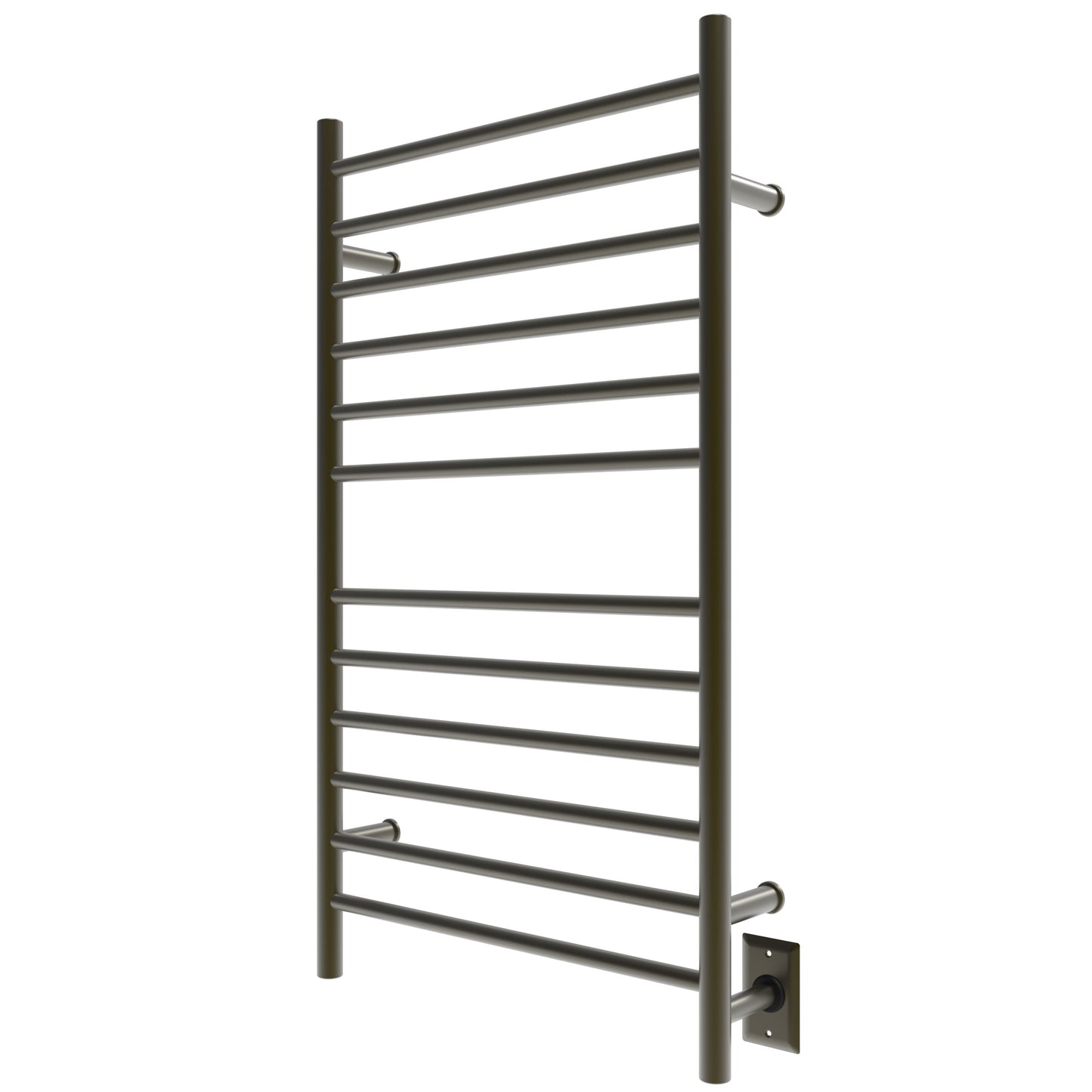 Amba Radiant Large Straight 12-Bar Brushed Bronze Hardwired and Plug-In Combo Towel Warmer