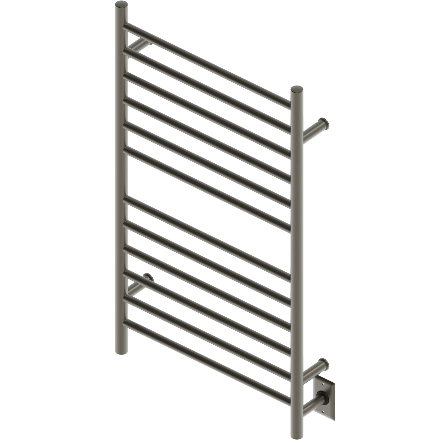 Amba Radiant Large Straight 12-Bar Brushed Bronze Hardwired and Plug-In Combo Towel Warmer