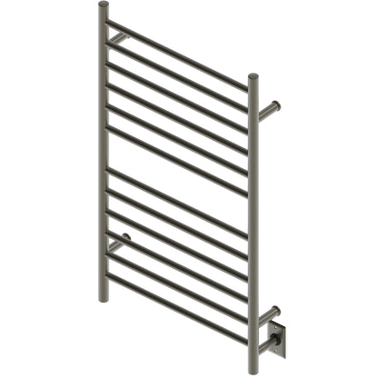 Amba Radiant Large Straight 12-Bar Brushed Bronze Hardwired and Plug-In Combo Towel Warmer