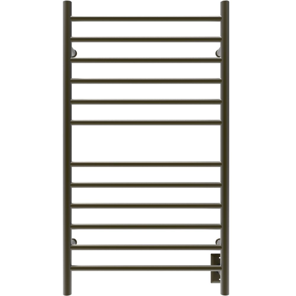 Amba Radiant Large Straight 12-Bar Brushed Bronze Hardwired and Plug-In Combo Towel Warmer