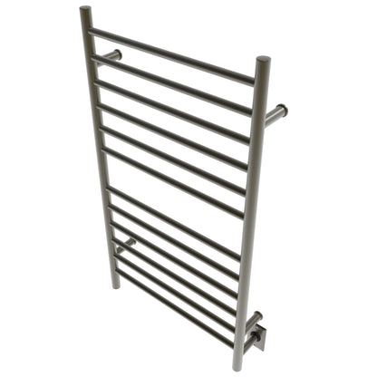 Amba Radiant Large Straight 12-Bar Brushed Bronze Hardwired and Plug-In Combo Towel Warmer