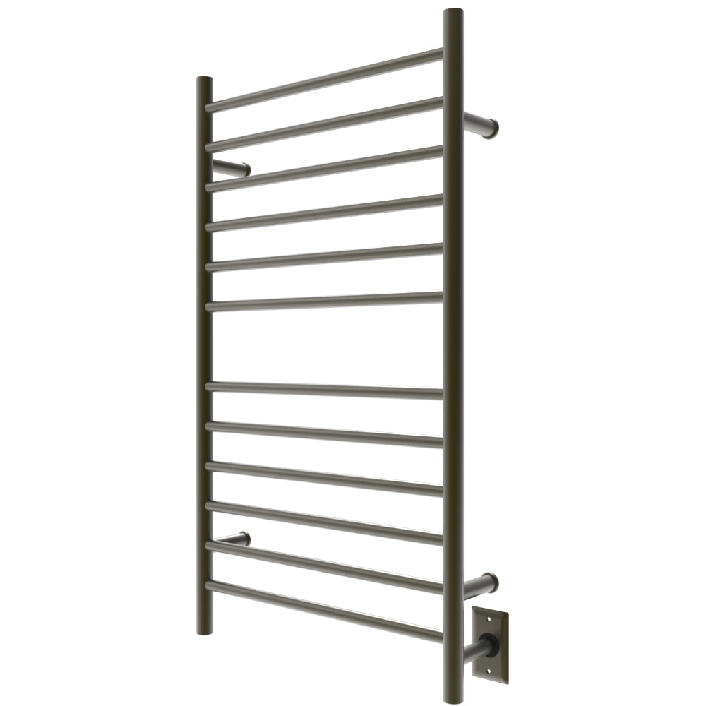 Amba Radiant Large Straight 12-Bar Brushed Bronze Hardwired and Plug-In Combo Towel Warmer