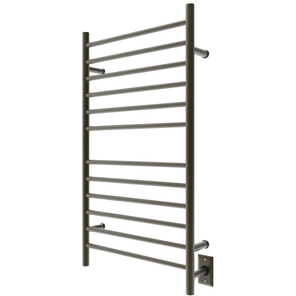 Amba Radiant Large Straight 12-Bar Brushed Bronze Hardwired and Plug-In Combo Towel Warmer