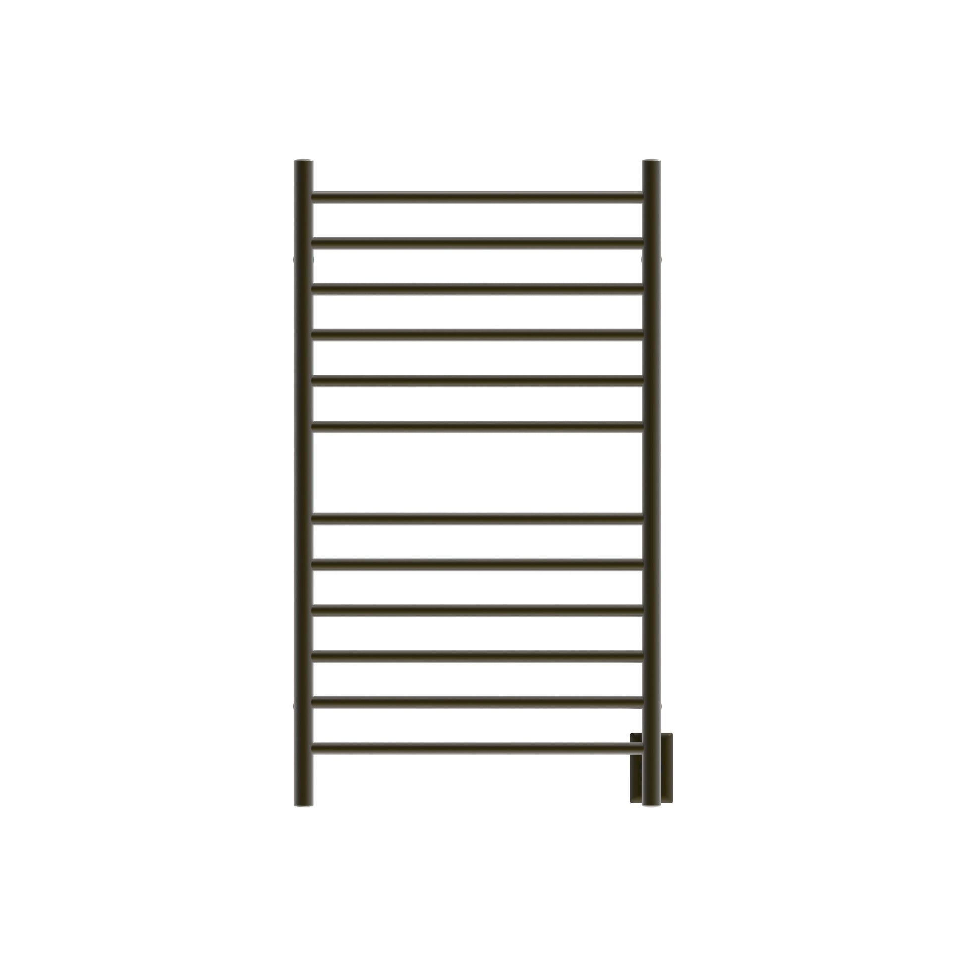 Amba Radiant Large Straight 12-Bar Brushed Bronze Hardwired and Plug-In Combo Towel Warmer