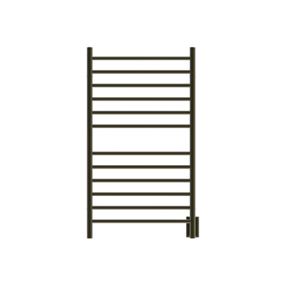 Amba Radiant Large Straight 12-Bar Brushed Bronze Hardwired and Plug-In Combo Towel Warmer