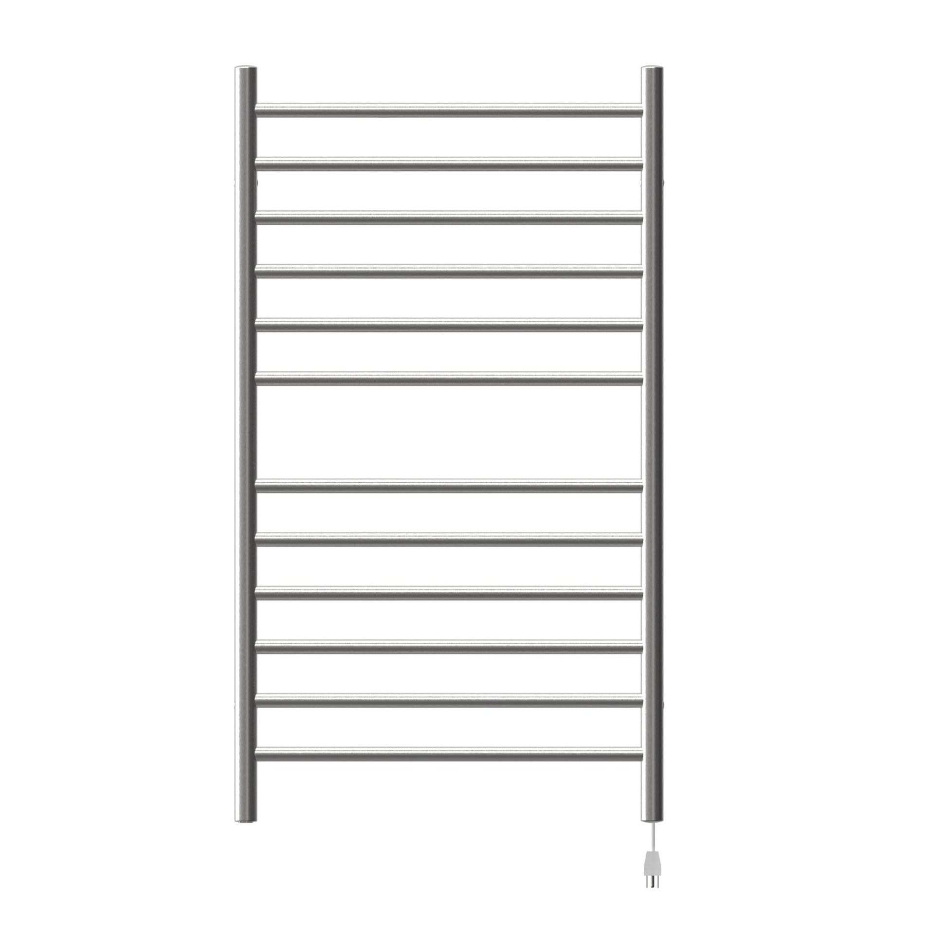 Amba Radiant Large Straight 12-Bar Brushed Stainless Steel Hardwired and Plug-In Combo Towel Warmer