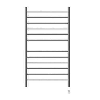 Amba Radiant Large Straight 12-Bar Brushed Stainless Steel Hardwired and Plug-In Combo Towel Warmer