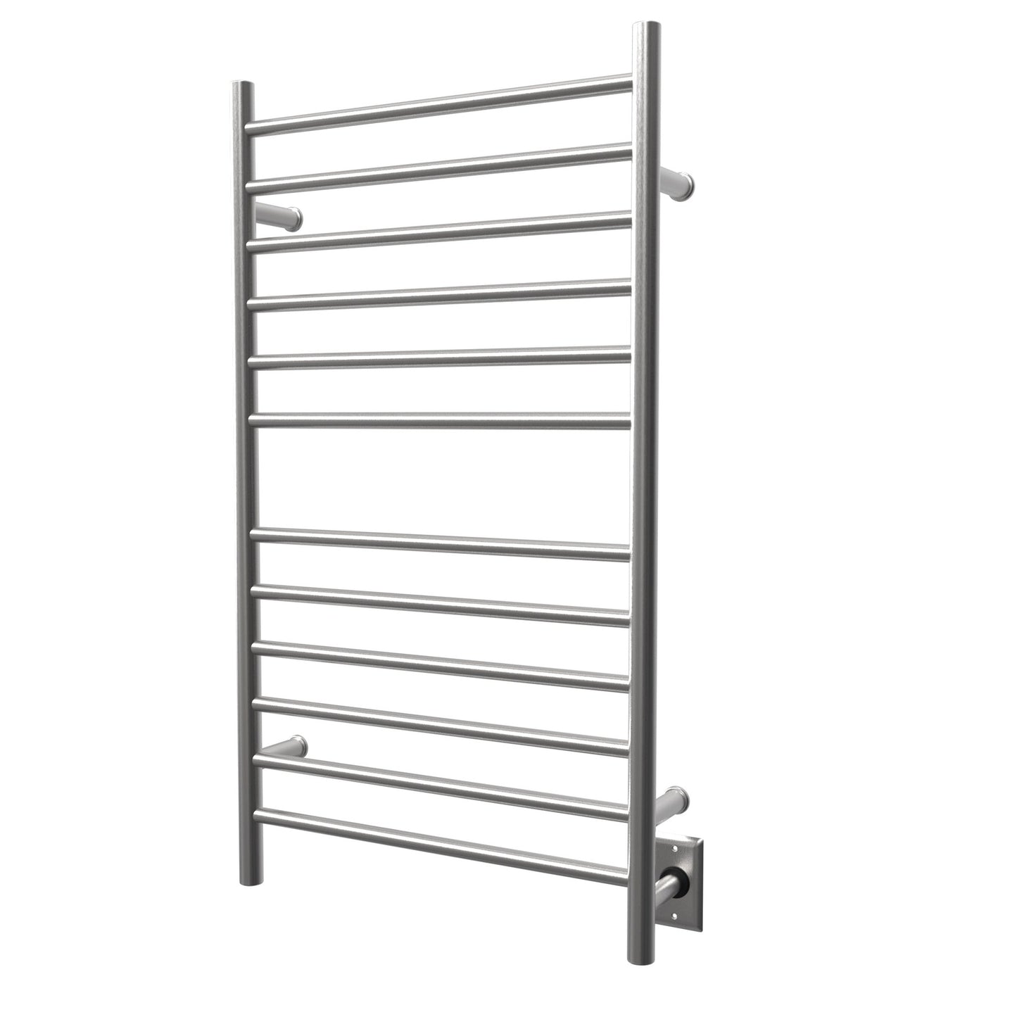 Amba Radiant Large Straight 12-Bar Brushed Stainless Steel Hardwired and Plug-In Combo Towel Warmer