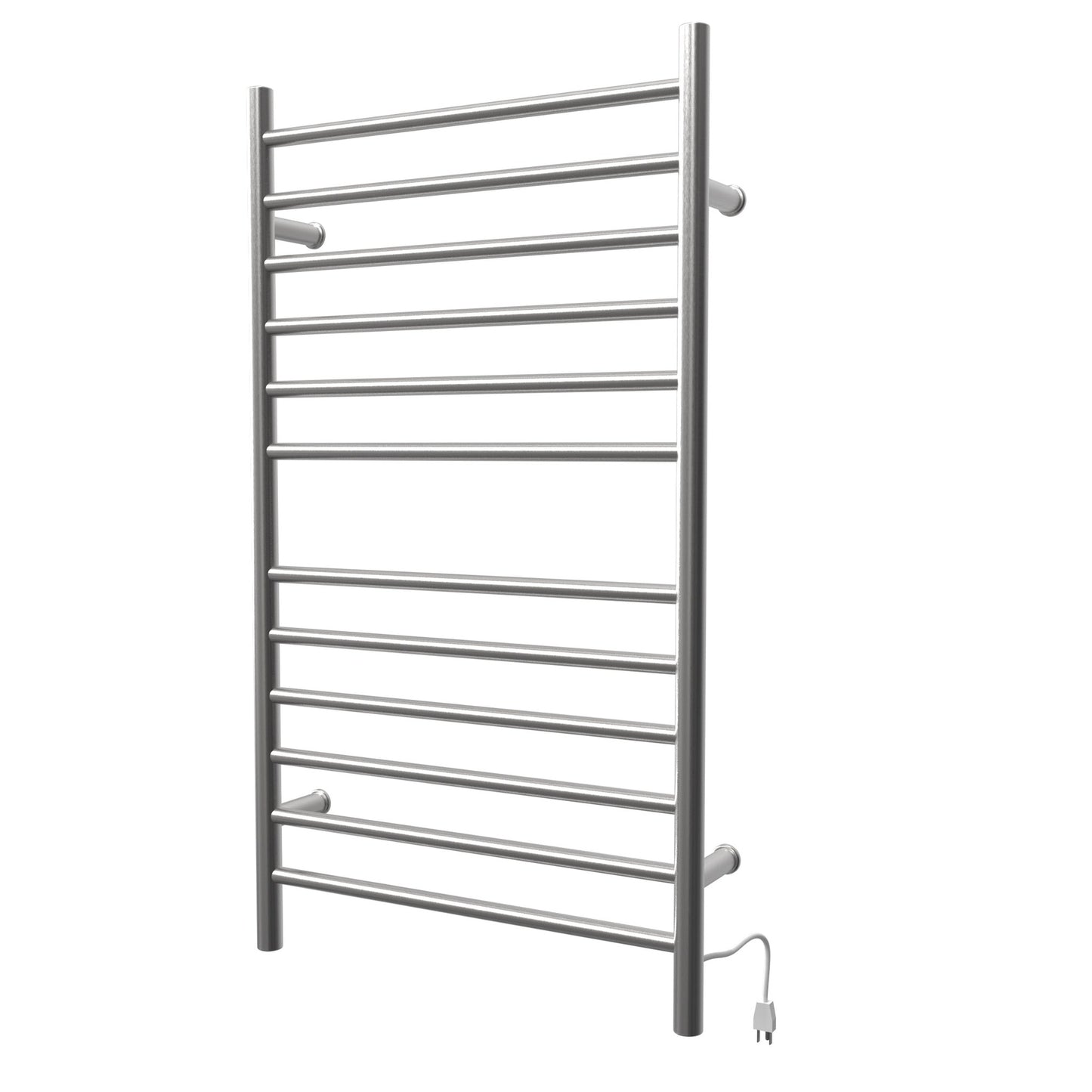 Amba Radiant Large Straight 12-Bar Brushed Stainless Steel Hardwired and Plug-In Combo Towel Warmer