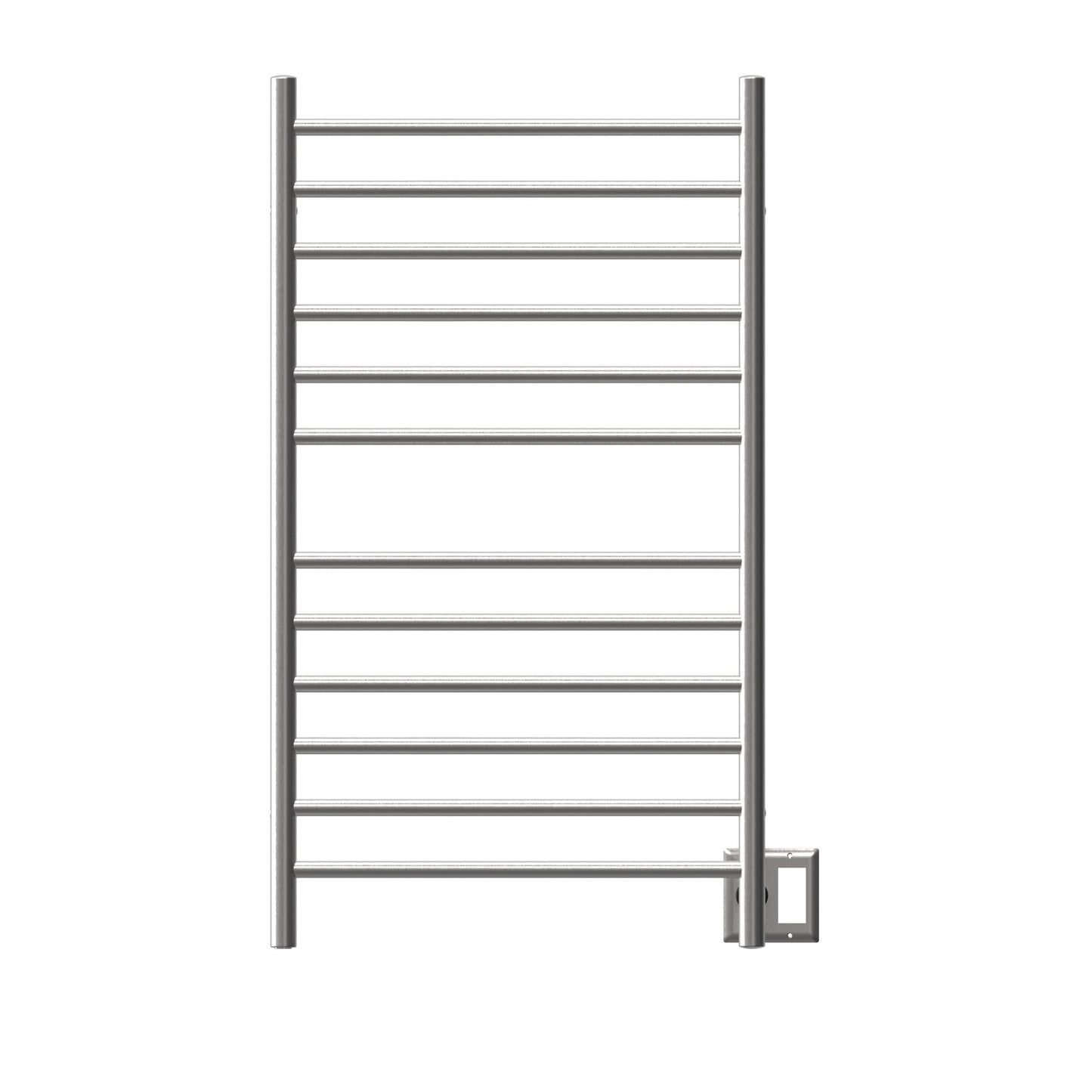 Amba Radiant Large Straight 12-Bar Brushed Stainless Steel Hardwired and Plug-In Combo Towel Warmer