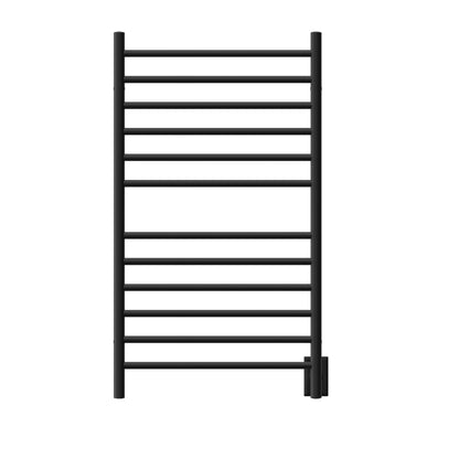 Amba Radiant Large Straight 12-Bar Matte Black Hardwired and Plug-In Combo Towel Warmer