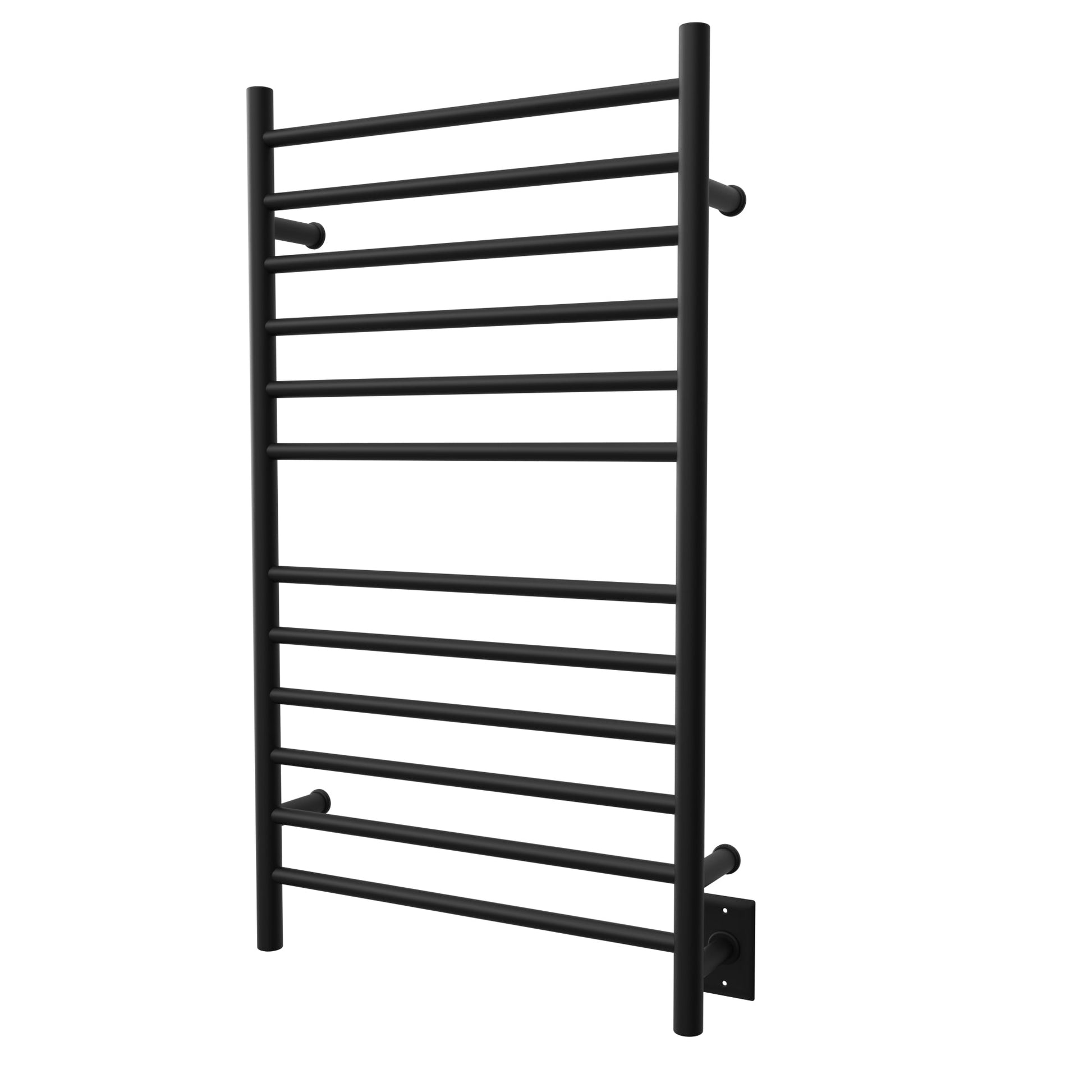 Amba Radiant Large Straight 12-Bar Matte Black Hardwired and Plug-In Combo Towel Warmer