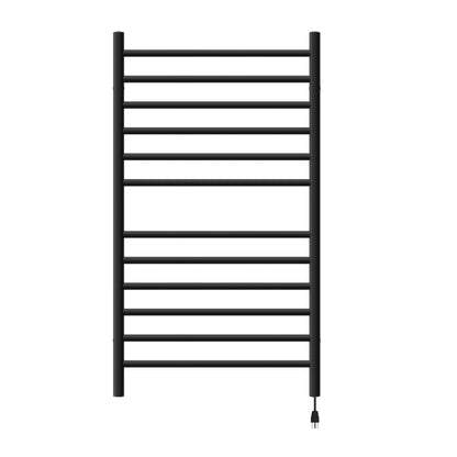 Amba Radiant Large Straight 12-Bar Matte Black Hardwired and Plug-In Combo Towel Warmer