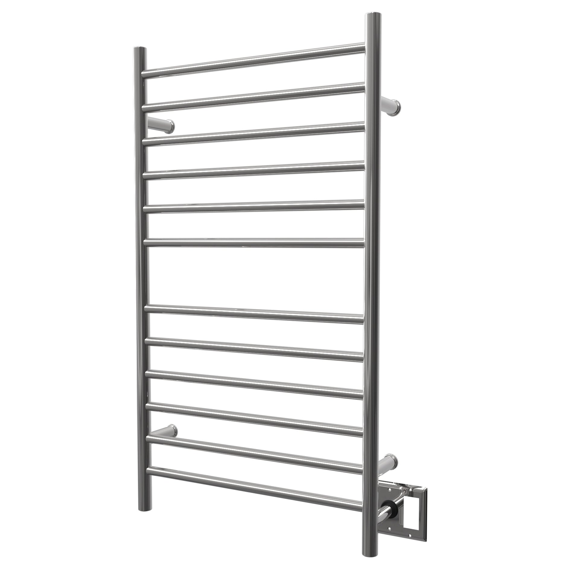 Amba Radiant Large Straight 12-Bar Polished Stainless Steel Hardwired and Plug-In Combo Towel Warmer