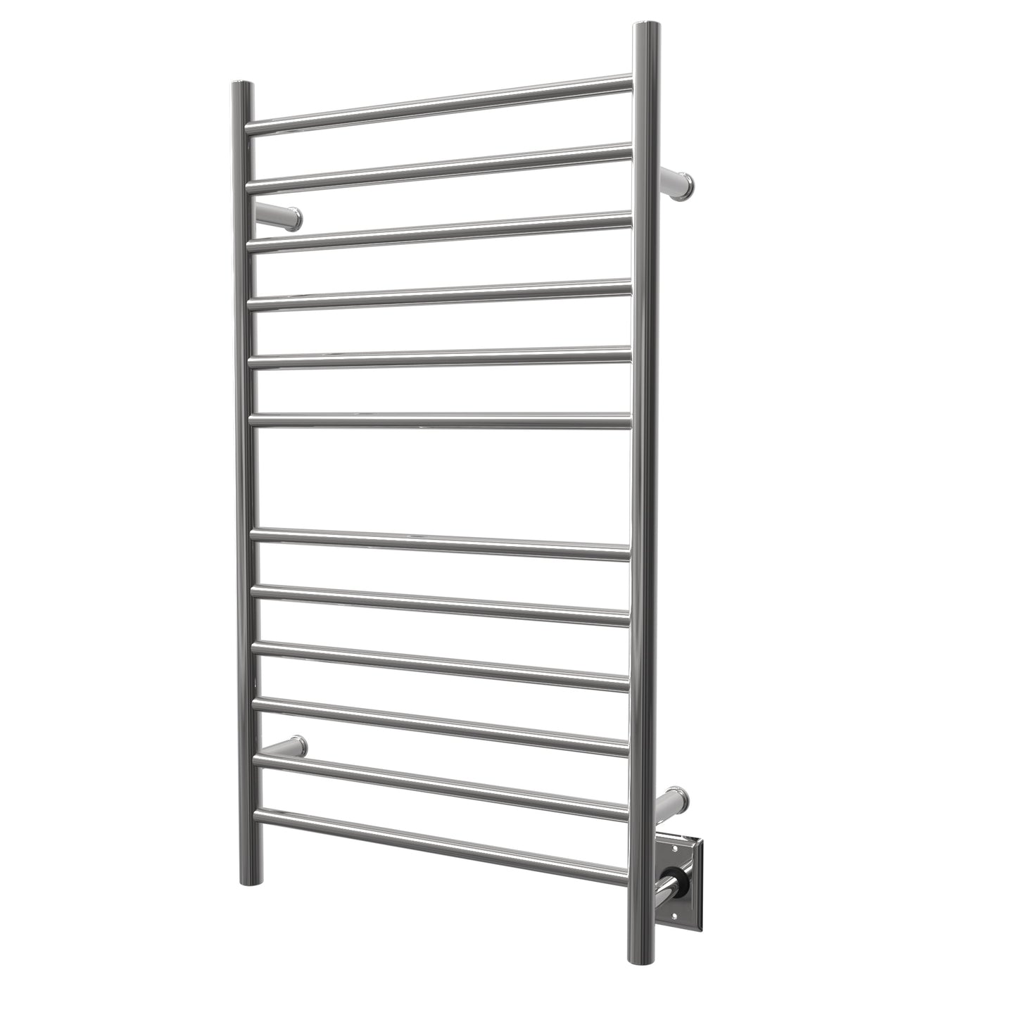 Amba Radiant Large Straight 12-Bar Polished Stainless Steel Hardwired and Plug-In Combo Towel Warmer