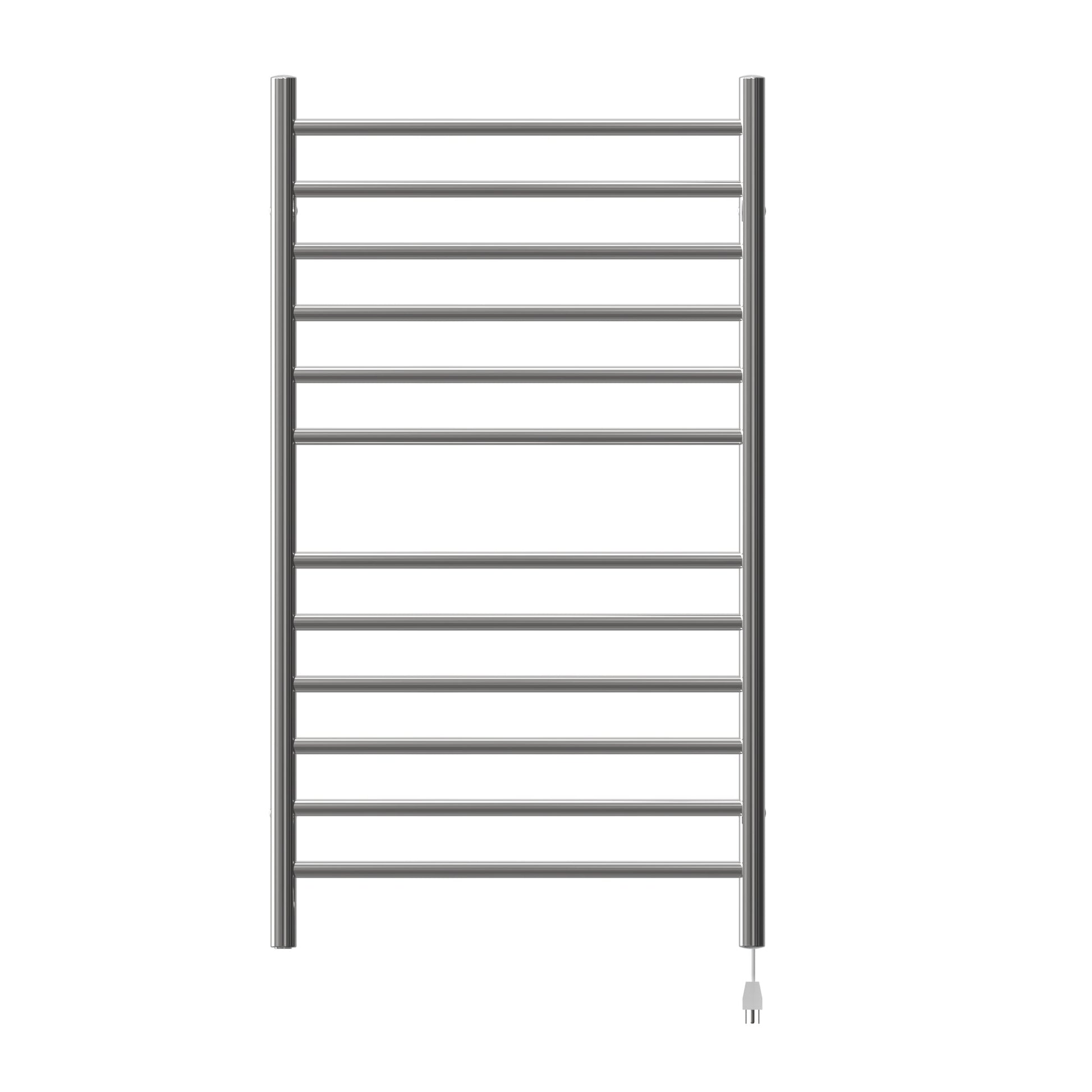 Amba Radiant Large Straight 12-Bar Polished Stainless Steel Hardwired and Plug-In Combo Towel Warmer