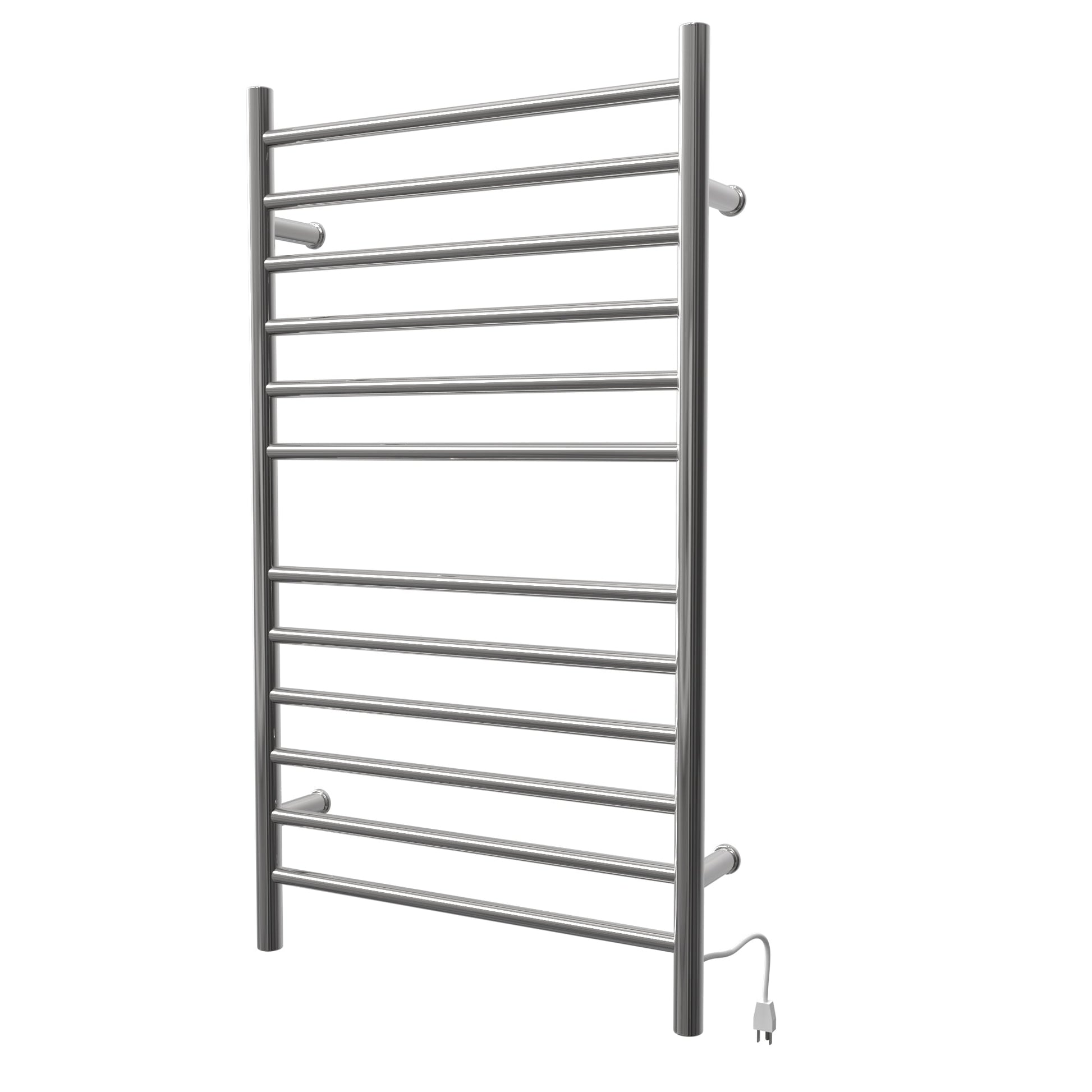 Amba Radiant Large Straight 12-Bar Polished Stainless Steel Hardwired and Plug-In Combo Towel Warmer