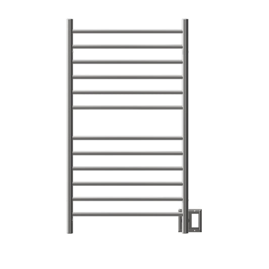 Amba Radiant Large Straight 12-Bar Polished Stainless Steel Hardwired and Plug-In Combo Towel Warmer