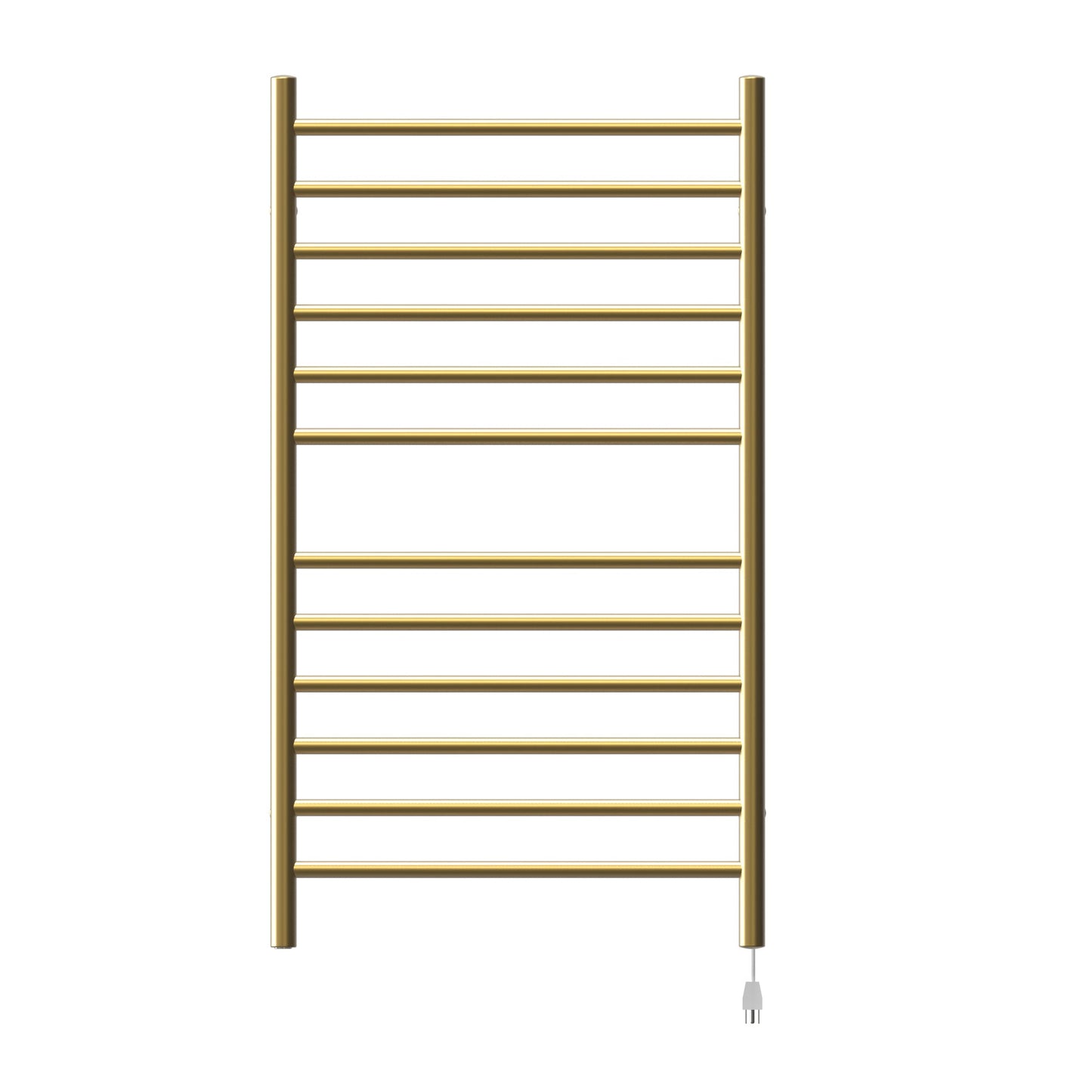 Amba Radiant Large Straight 12-Bar Satin Brass Hardwired and Plug-In Combo Towel Warmer