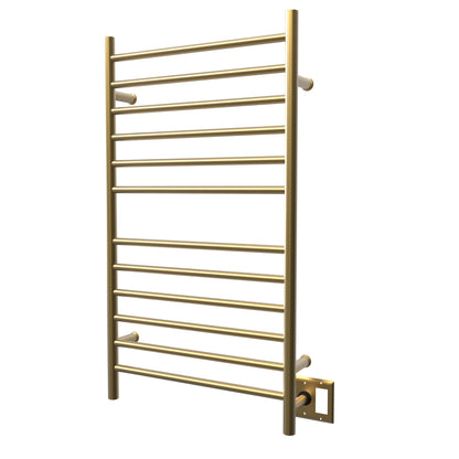 Amba Radiant Large Straight 12-Bar Satin Brass Hardwired and Plug-In Combo Towel Warmer