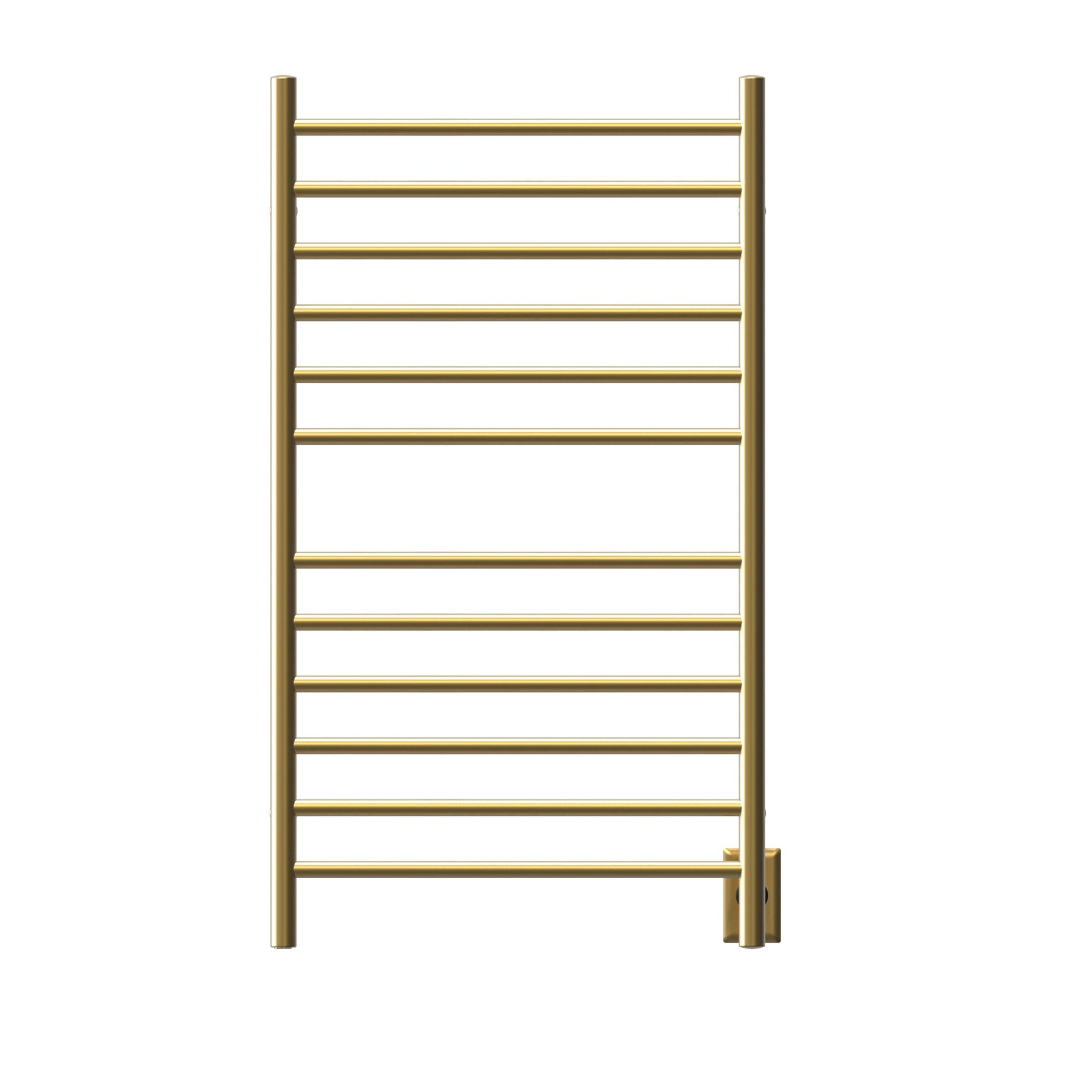 Amba Radiant Large Straight 12-Bar Satin Brass Hardwired and Plug-In Combo Towel Warmer