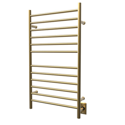 Amba Radiant Large Straight 12-Bar Satin Brass Hardwired and Plug-In Combo Towel Warmer