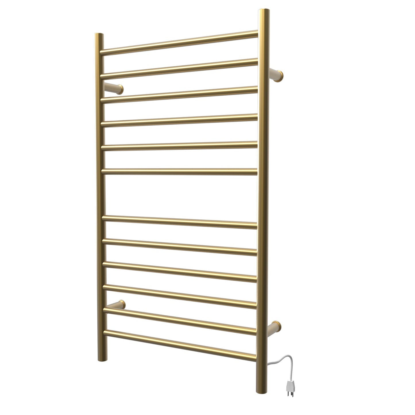 Amba Radiant Large Straight 12-Bar Satin Brass Hardwired and Plug-In Combo Towel Warmer