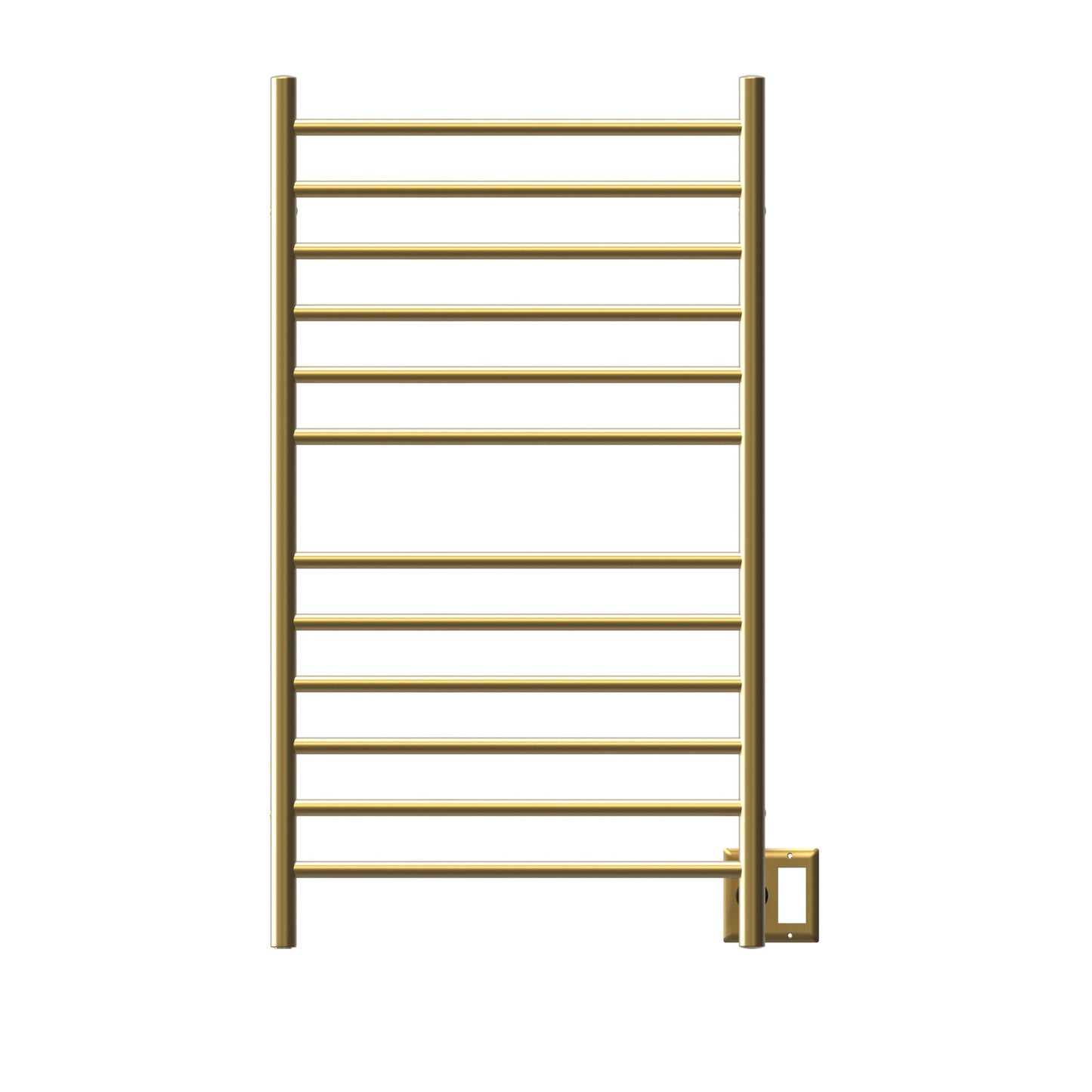 Amba Radiant Large Straight 12-Bar Satin Brass Hardwired and Plug-In Combo Towel Warmer