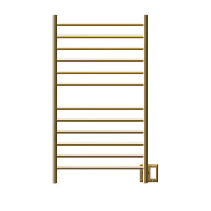 Amba Radiant Large Straight 12-Bar Satin Brass Hardwired and Plug-In Combo Towel Warmer