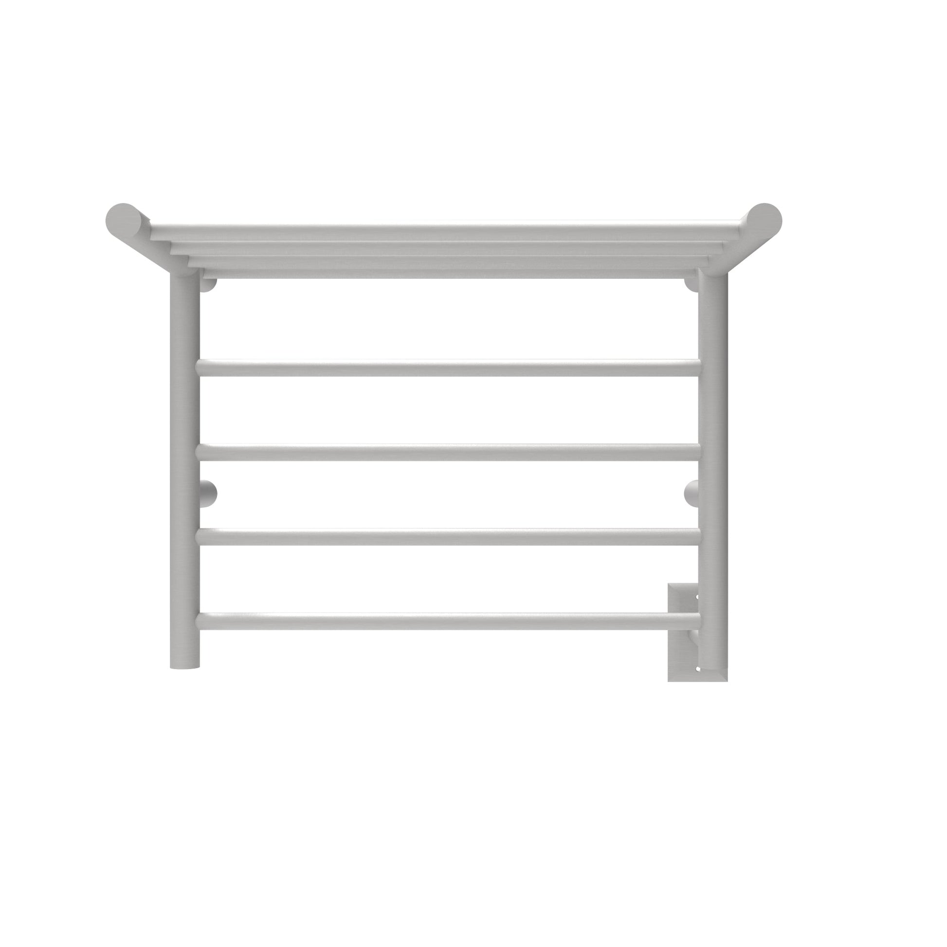 Amba Radiant Shelf 8-Bar Brushed Stainless Steel Hardwired and Plug-In Combo Towel Warmer